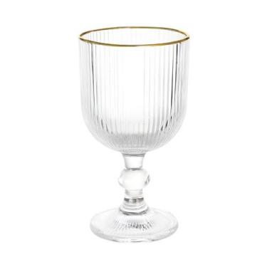 Imagem de Taça De Vidro 340ml Canelado Versalhes Borda Dourada Bebidas Bulk - CL