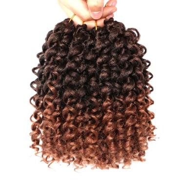 Imagem de Boho Jamaican Bounce Crochet Hair-4 pacotes de 20 cm Jumpy Wand Curl Crochet Hair para mulheres negras (Boho 20 cm (pacote com 4), T1B-30#)