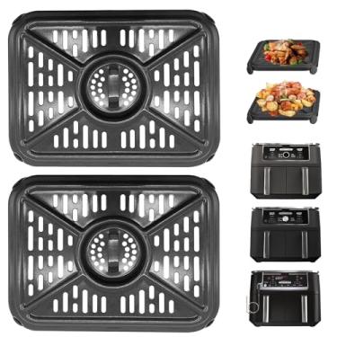 Imagem de GWY Frigideira Air Fryer para Ninja Foodi DZ401 DZ550 Fritadeira a ar DualZone de 10 litros, acessórios de placa de grelha de substituição com amortecedores de borracha, lavável na lava-louças