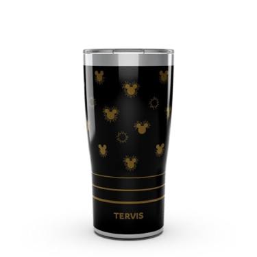Imagem de Tervis Copo de viagem Traveler Disney - Mickey Golden Sunburst de parede tripla com isolamento térmico mantém as bebidas frias e quentes, 590 ml, aço inoxidável