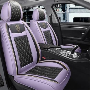 Imagem de Capas de assento de carro assentos dianteiros, capa de couro impermeável universal super luxuosa para veículos automotivos SUV, assento antiderrapante, acessórios de carro rosa (2 peças frontal/roxo