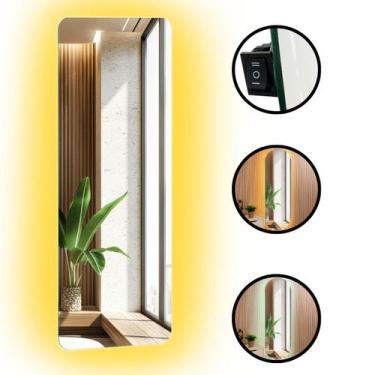 Imagem de Espelho Retangular Grande 150x40 Corpo Inteiro Decoração com LED DUPLO