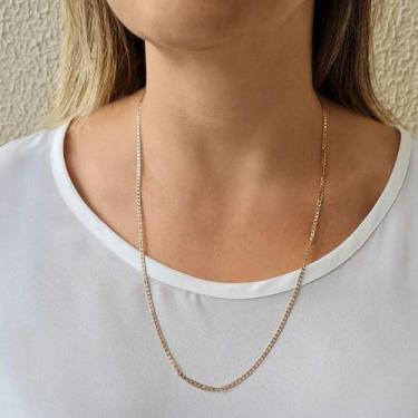 Imagem de Cordão Rommanel Fio De Elos 1x1 Banhado A Ouro 18k Diamantados Tamanho