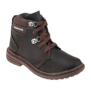 Imagem de Bota Masculina Infantil Bota Coturno Masculino Botina Kids Marro e Preto (Marrom, BR, Criança de 9 a 12 anos, Numérico, 31)