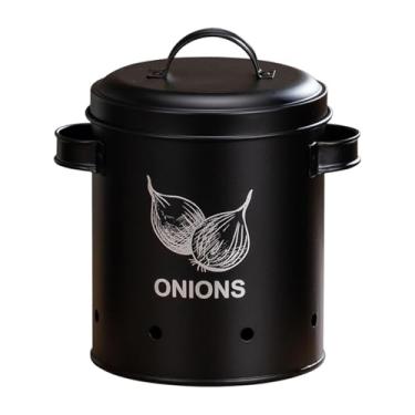 Imagem de IEUDNS Lata de armazenamento de legumes, metal multifuncional de caixa de armazenamento de cozinha para batata de batata e caixa de armazenamento de cebola, M