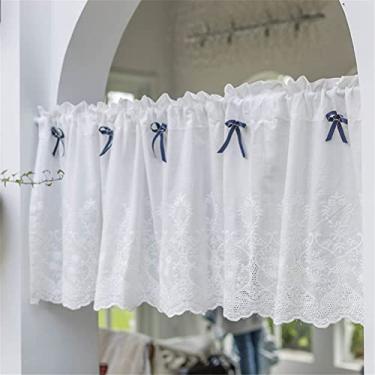 Imagem de LUOFDCLDDD Cortina, cozinha painel de cortina café, estilo rural cortina curta cortina natural estilo rural venda de janela 1 peça/branco/W * H 150 * 60 cm