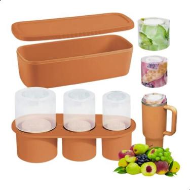 Imagem de Forma Gelo De Silicone Com Pote Cilindrica Drinks - MCSB, Marrom