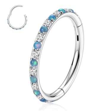 Imagem de PEAKLINK 20G 18G 16G 14G CZ/Opala Aço Inoxidável Sem Costura Articulado Segmento Clicker Ring Septo Conch Helix Cartilagem Piercing de nariz 6/7/8//9/10/12 mm, outro