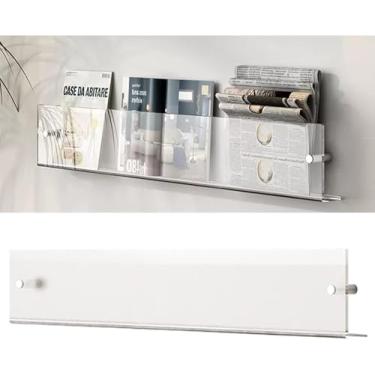 Imagem de ZDJZMGZ Porta-revistas de acrílico transparente montado na parede, suporte de exibição de panfleto de documentos para decoração de parede, prateleiras de armazenamento de catálogo (60 cm)