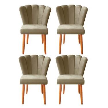 Imagem de Kit 4 Cadeiras De Jantar Estofadas Reforçada Decorativa Pétala Suede -