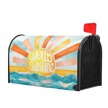 Imagem de Anyako Capa de caixa de correio com luz do sol de verão, praia, boho, colorido, capas magnéticas, tamanho padrão, 53 x 45,7 cm, primavera, sazonal, oceano, náutico, decoração de caixa de correio para