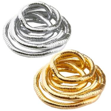 Imagem de Toyosport Colar de cobra, corrente dobrável, corrente de cobra flexível para mulheres, material de ferro, ouro e prata disponíveis, colar de argola Velara, Ferro, Ferro