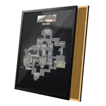 Imagem de Quadro Gamer Mapa de Haven Jogo Valorant Moldura e Vidro - Complet Cas