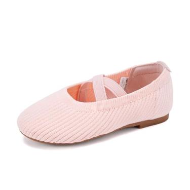Imagem de BMCiTYBM Sapatilhas de balé para meninas pequenas, confortáveis, confortáveis, casuais, elegantes para meninas e festas escolares, B - Rosa, 21