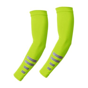 Imagem de Dynwave Mangas de braço de resfriamento, 1 par de capas de equipamento de seda gelada para tênis, jardinagem, escalada, futebol, basquete, Amarelo Fluorescente