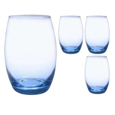 Imagem de Jogo 4 Copos Grandes Bellagio Redondo 450ml Azul - Praticasa