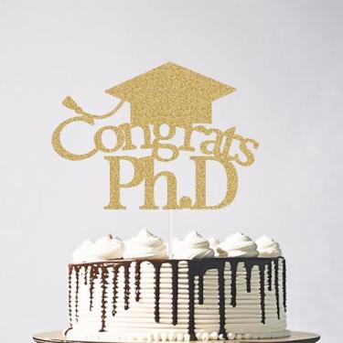 Imagem de Congrats Doctor Cake Topper, Congrats PHD Graduate Cake Toppers, Doctorate Degree Cake Pick, 2025 Ph.D Graduation Party Decorações Gold Glitter
