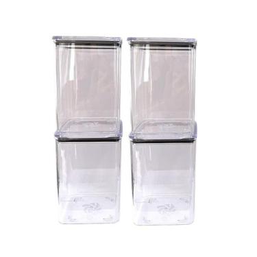 Imagem de Kit 4 Pote Organizador Hermético Acrílico Alimento 1,1L - Qualyplas
