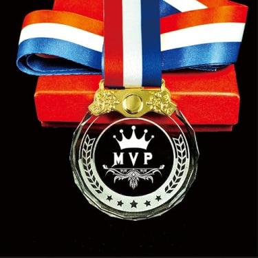 Imagem de Crystown 1ª 2ª 3ª Medalhas de Cristal Vencedor MVP Troféu de Vidro Ouro Prata Bronze Prêmios com Fita, Estilo Olímpico, para Eventos de Competições Esportivas, Festas de Festa, Presentes de Lembrança