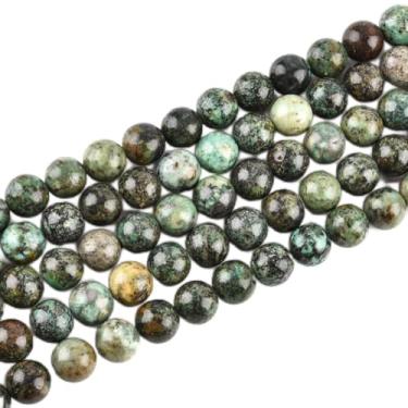 Imagem de Contas redondas de turquesa africana de 6 mm para fabricação de joias fio semiprecioso de pedra preciosa natural, 38 cm (58-60 peças/fio)