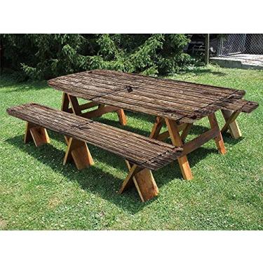 Imagem de GBYAGCS Toalha de mesa rústica, conjunto de 3 peças, para uso ao ar livre, parque, terraço, 71 x 182 cm, marrom