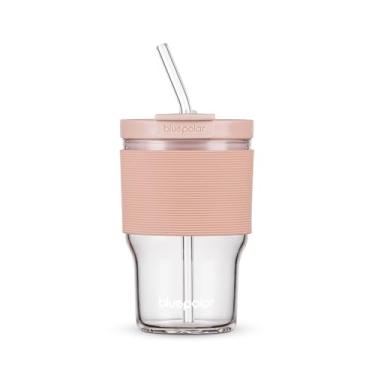 Imagem de Garrafas de suco de vidro com tampas e canudos, copos de café gelado reutilizáveis de 473 g/480 ml, copos frios com tampas à prova de vazamento, frascos de vidro sem BPA para sucos, matcha, chá