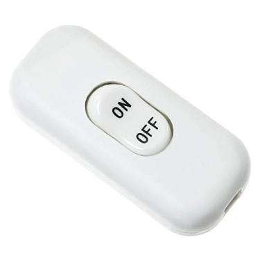 Imagem de E-outstanding Interruptor de cabo em linha liga/desliga botão branco interruptor de alimentação para candeeiro de mesa luz de mesa lâmpada de cama 6A 250V