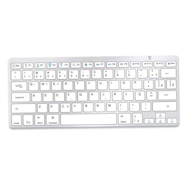 Imagem de Teclado Bluetooth Sem Fio Ultra Fino ABNT2, Padrão Brasileiro, Tecla Ç, Compatível com Tablet, Celular, Notebook e PC, Cinza Metalizado
