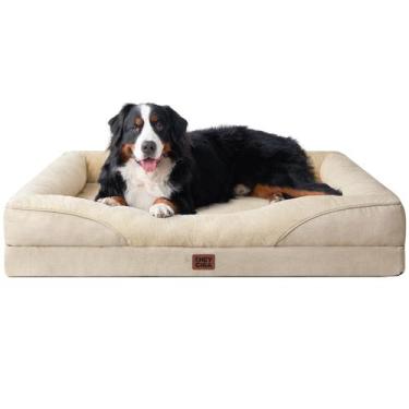 Imagem de Cama de cachorro EHEYCIGA Memory Foam XXL para cães extra grandes bege