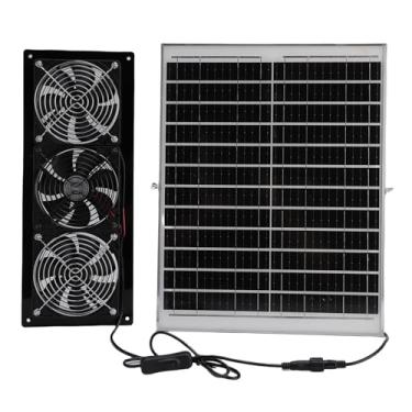 Imagem de Heayzoki 3in1 Kit de Ventilador Com Energia Solar, Painel Solar de 25W Com Ventilação de Ventilação à Prova de água IP67 para Estufa, Galinheiro e Galpão, Instalação Fácil, 2688 Rpm