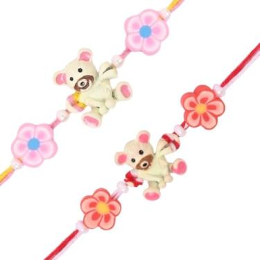 Imagem de I Jewels Rakhi infantil com cartão Rakshabandhan para irmão/irmão/bhai (R355Pi-355Re) (pacote com 2)