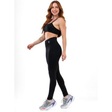 Imagem de Conjunto Fitness Top Alça e Calça Legging Cós Alto Feminino Liso Básic