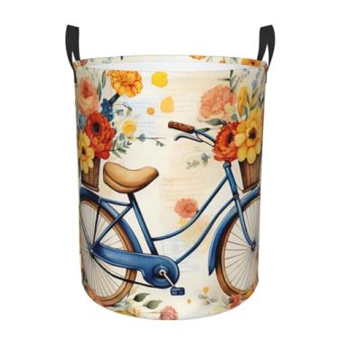 Imagem de Cesta de roupa suja de bicicleta dobrável à prova d'água cesto de armazenamento de roupas com alças Oxford pano organizador de brinquedos cesta para banheiro, lavanderia, quarto, pequeno