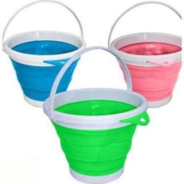 Imagem de Balde de Silicone Retrátil Dobrável 3L 5L 10L Multiuso Portátil (CINZA,5 LITROS)