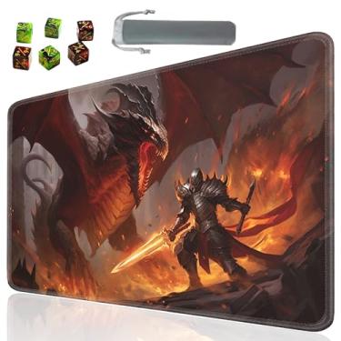 Imagem de SOTWONSO Jogo de tabuleiro para tapete de mesa TCG tamanho 60 x 35 cm mousepad compatível com MTG RPG CCG jogo de cartas colecionáveis tapetes com 6 dados (tapete 114) dragão