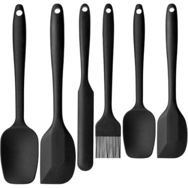 Imagem de HANSGO Conjunto de 6 espátulas de silicone, espátula de borracha, alta resistência ao calor, peça única, design sem costura, espátulas de cozinha, conjunto de utensílios de cozinha para cozinha,