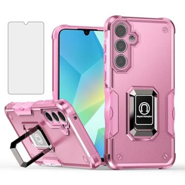 Imagem de Asuwish Capa de telefone para Samsung Galaxy A26 5G com película protetora de tela de vidro temperado e suporte de anel fino suporte híbrido rígido acessórios de celular A 26 26A LTE mulheres homens