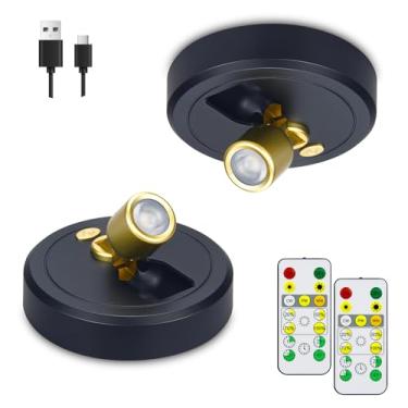 Imagem de Refletor de bateria recarregável sem fio interno para plantas de árvores em casa controle remoto com 3 cores iluminando mini luz regulável LED destaque para luz de pintura de imagem com temporizador