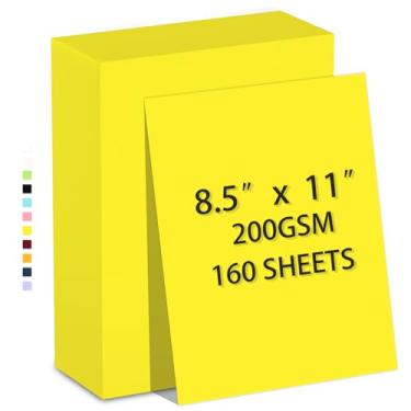 Imagem de 160 folhas de papel-cartolina 200 g/m², peso pesado, 200 g/m², impressão, artesanato, convites | Papel de cartolina para impressora suave | Papel de construção a granel, faça você mesmo e uso
