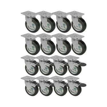 Imagem de Kit 16 un roda rodízio giratório freio trava borracha 4 pole - AJAX