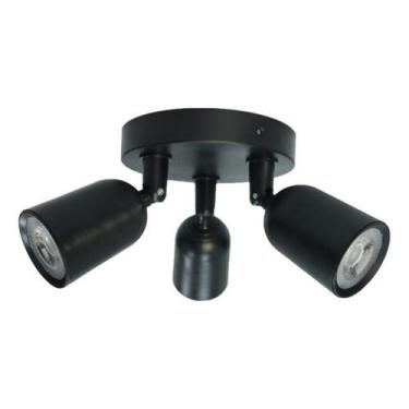 Imagem de Spot Triplo Preto De Sobrepor Com Led Amarelo Inspire