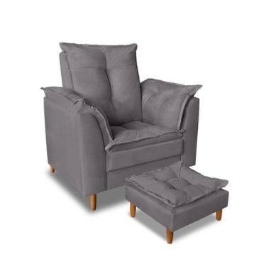 Imagem de Poltrona Decorativa Com Puff Para Leitura Confortável - lavinia decor,