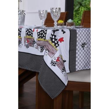 Imagem de Toalha de Mesa Oxford Premium Estampada 100% Poliéster Retangular Vários Tamanhos (4, 6, 8, 10 e 12 Lugares) (Est Galinha, 4 Lugares)