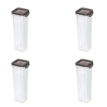 Imagem de Kit 4 Porta Condimentos Quadrado Trava Mais 1,6 L Cristal - Plasútil