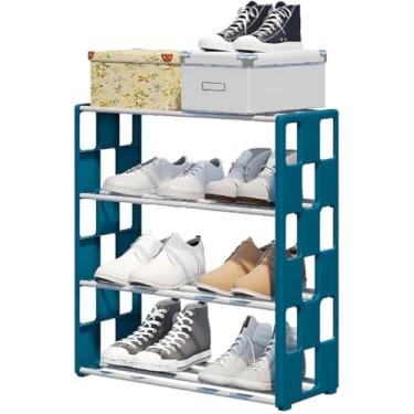 Imagem de Sapateira Compacta 3 Andares para Até 8 Pares – Organizador de Calçados em PP e Metal | Fácil de Montar, Limpar e Ideal para Quarto, Closet ou Corredor – Design Moderno Azul