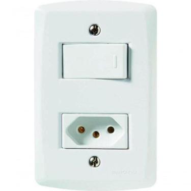 Imagem de Conjunto 4x2 1 Interruptor Simples 10 A 250 V 1 Tomada 2p+t 20 A 250 V Tramontina Lux2