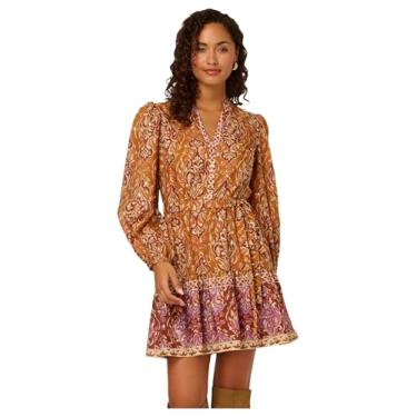 Imagem de Adrianna Papell Vestido curto feminino estampado, Marrom multi, 36