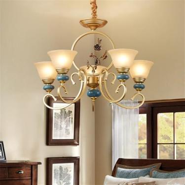 Imagem de Lâmpada Pendente Lustre LED Retro Cerâmica (C 3 Luzes) - Para Sala De Estar, Quarto, Estudo, Restaurante, Hotel, Café & Villa (G 5 Luzes)