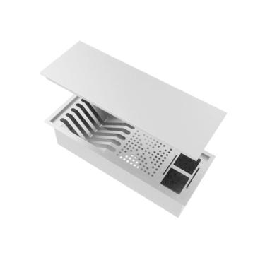 Imagem de Calha Inox Slim 44X17Cm Úmida Tampa Pratos Talheres Copos