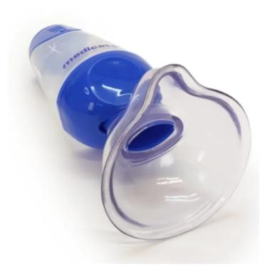 Imagem de Espaçador Bi-valvulado Inalador Azul Adulto e Pediátrico Medicate Máscara Médio M